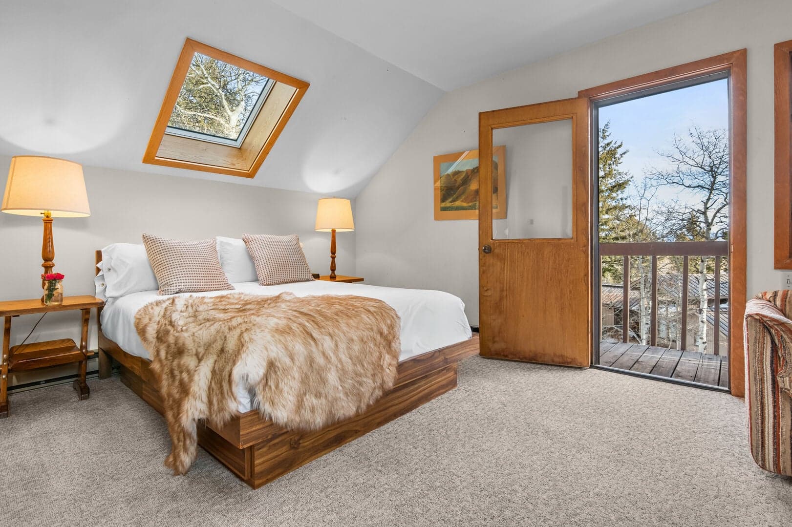 Queen Bedroom with Attached Twin Room (Split Room) with Private Deck.