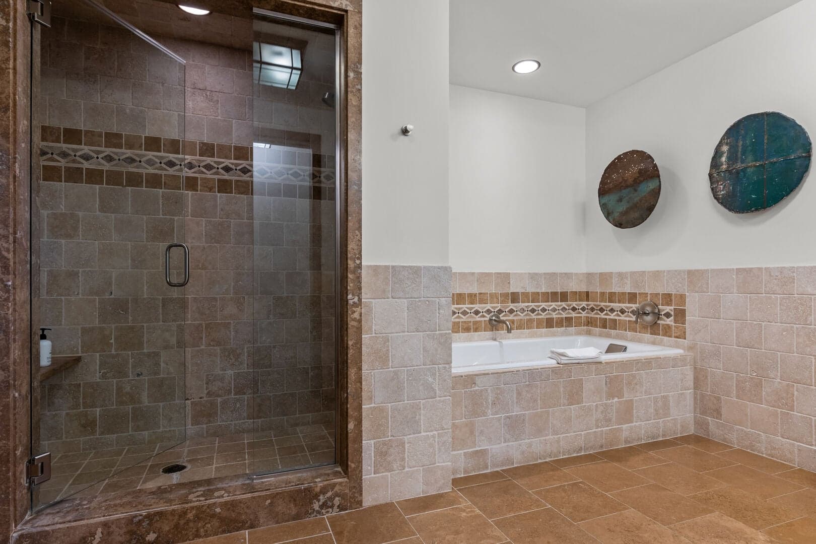Master Bathroom with Tub and Shower Enclosure