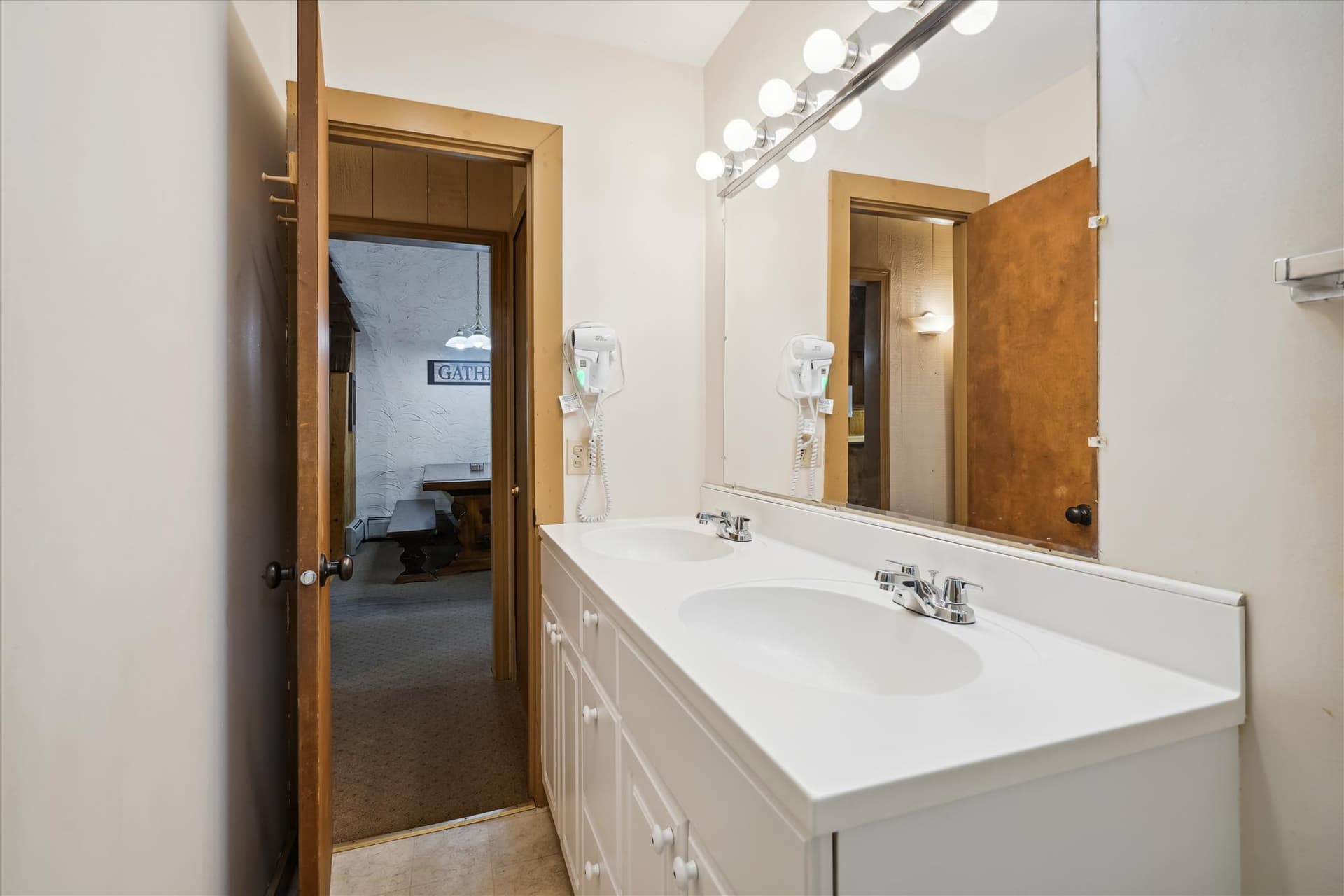 Full bathroom on upper floor.  Main living space